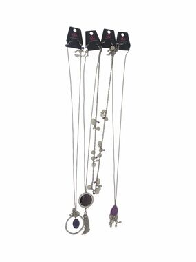 paparazzi Silver-Tone Layered Necklace Set with Purple Accents